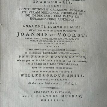 Diss. Leiden geneeskunde 31-5-1803 Willebrordus Smits. 