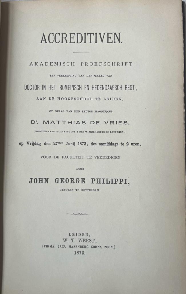 [Dissertation, legal 1873] Philippi: Accreditiven