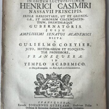 Oratie Franeker april 1697. Coetier,