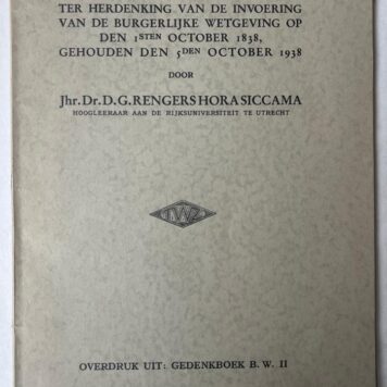 Oratie Rengers Hora Siccama 1938.