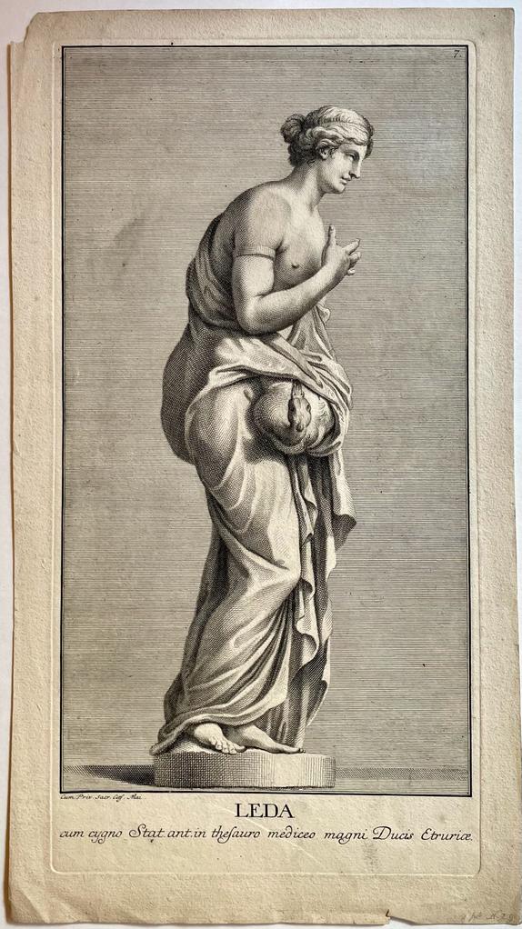 Antique print I Greek Leda, published ca. 1730 by unknown artist.