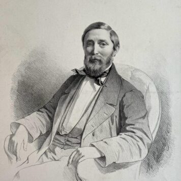 Portrait print of painter Everhardus (E.) Koster by Moritz Calisch 1858.