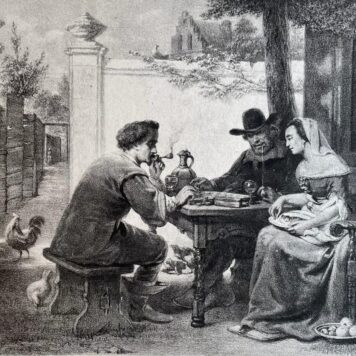 Damspel op de binnenplaats van Jan Hendrik van de Laar (1807-1874), gelithografeerd door A.C. Nunnink