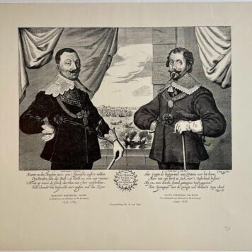 Portrait print of admirals Maarten Tromp and Cornelisz. Witte de With ca 1945.