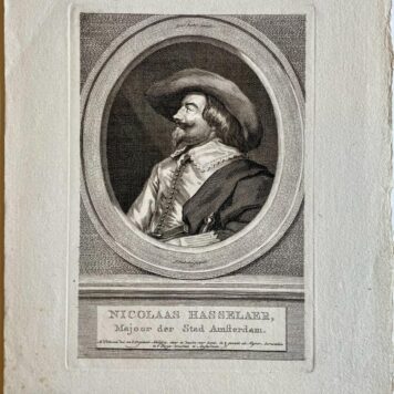 Portret van Nicolaas Hasselaer majoor der stad Amsterdam door Houbraken.