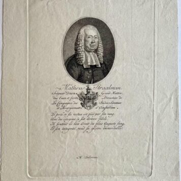 Stipple engraving of Matheus Straalman, mayor Amsterdam by Kobell.