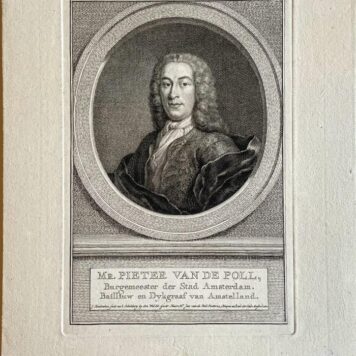 Antique portrait Pieter van de Poll by Houbraken 1796.