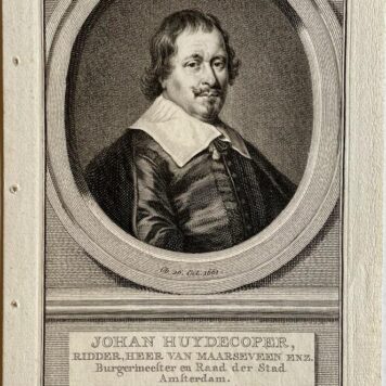 Antique portrait Joan Huydecoper by Houbraken 1796.