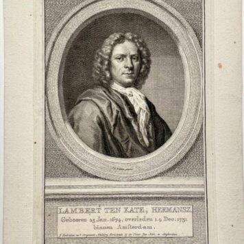 Antique portrait Lambert ten Kate by Houbraken 1780.