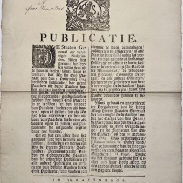 Printed publication horses 1785 I Publicatie van Staten Generaal
