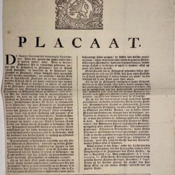 Printed publication tobacco 1742 I Placaat van de Staten Generaal, d.d. 25-8-1742