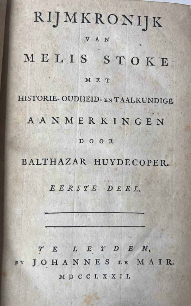 Rijmkronijk Melis Stoke The Hague 1772
