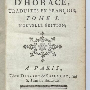 Horace, 1760, Bilingual edition | Les Poësies d'Horace, traduites en françois, Paris, Desaint & Saillant, 2 volumes.