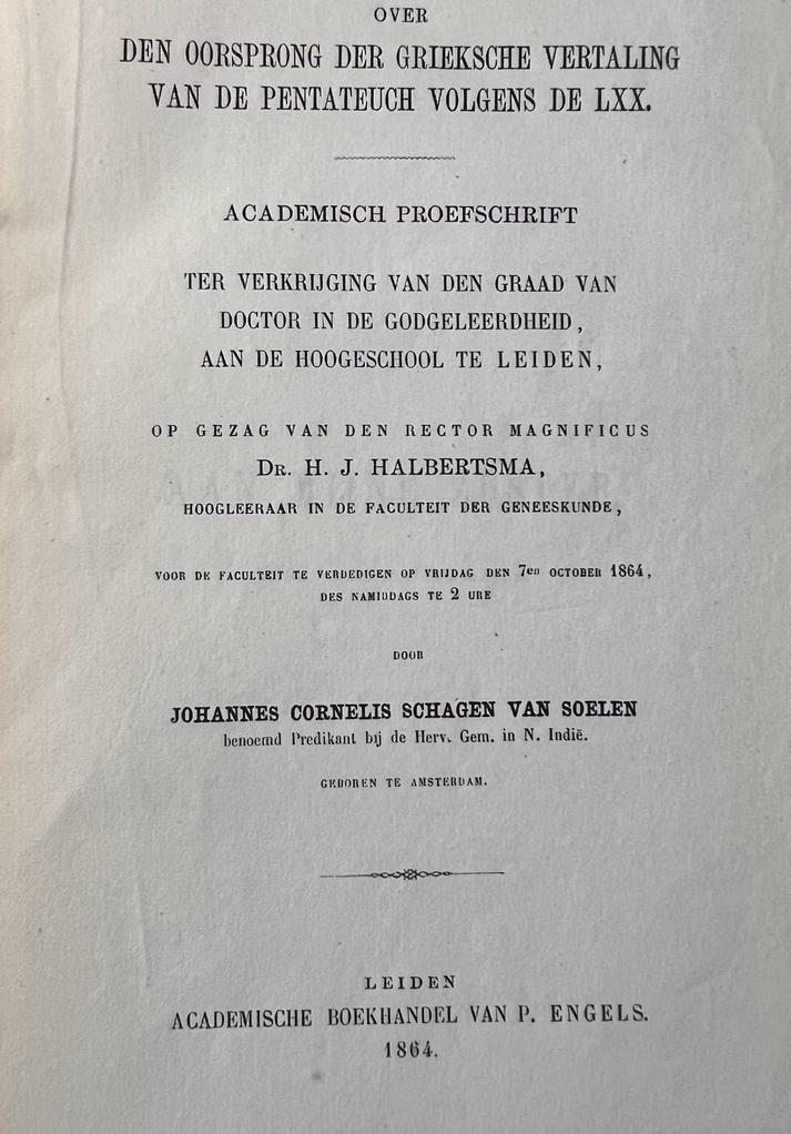 Grieksche vertaling van de Pentateuch 1864