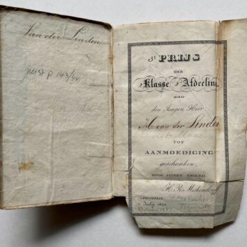 Kinderboek met prijsformulier H. van der Linden 1832.