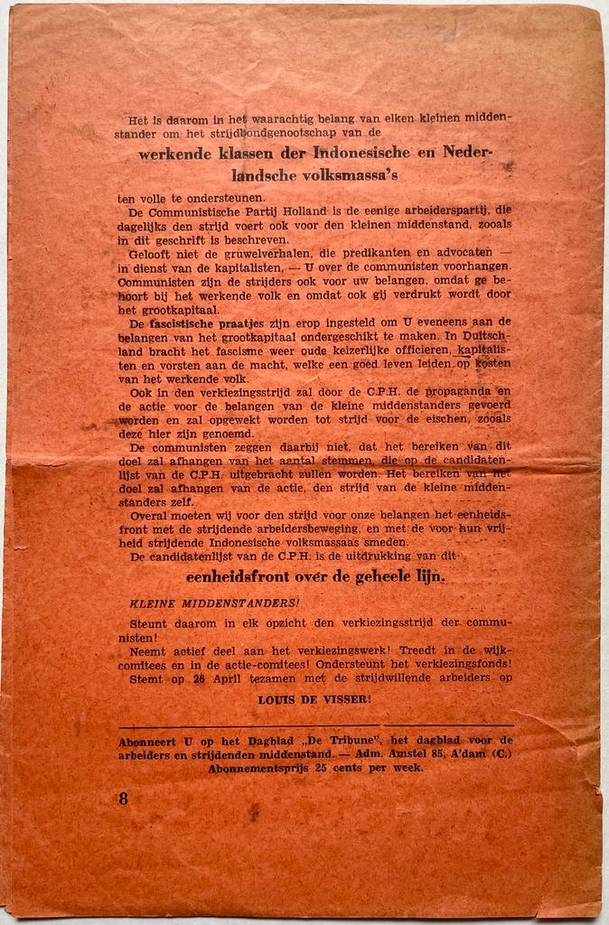 Communisme 1933 I Brochure Kleine Middestanders. verkiezing