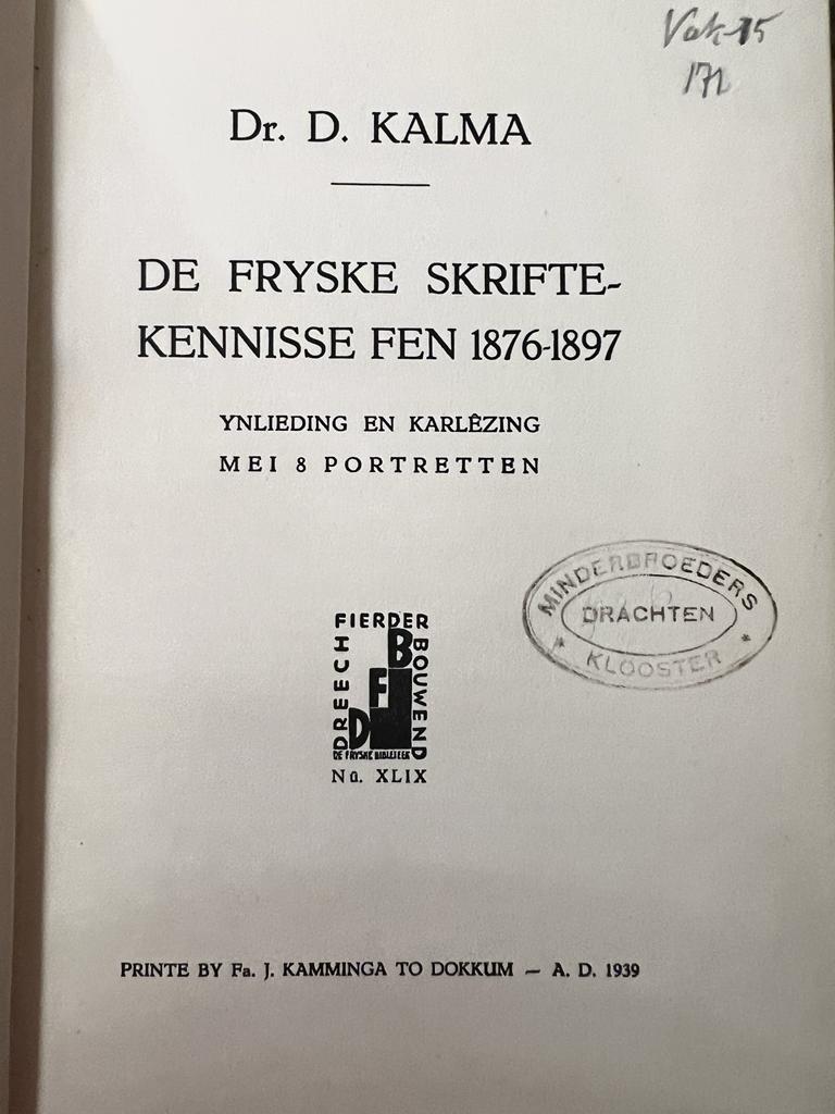 Friesland Frisian language 1939 I De Fryske skrifte-kennisse.