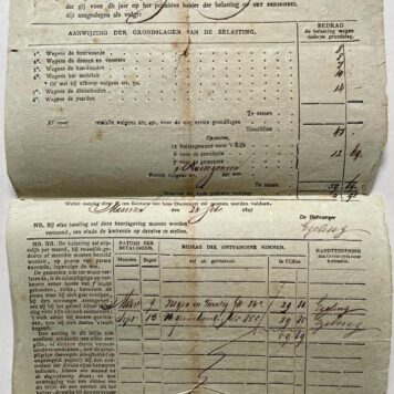 Aanslagbiljet G. Nierop Maarssen 1827.