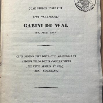 Auction catalogue books 1835 I Bibliotheca Gabini de Wal 1835.