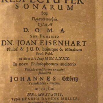 Exercitatio philosophica de respectu personarum seu Prosoopolèpsia