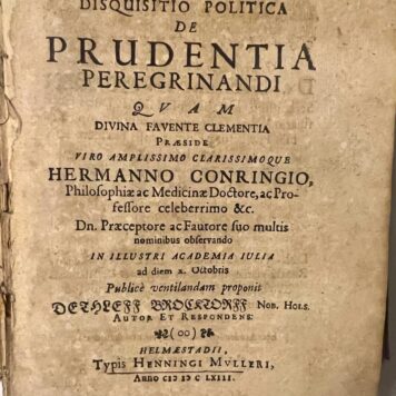 Disquisitio politica de prudentia peregrinandi [...] Helmstedt Henning Müller 1663