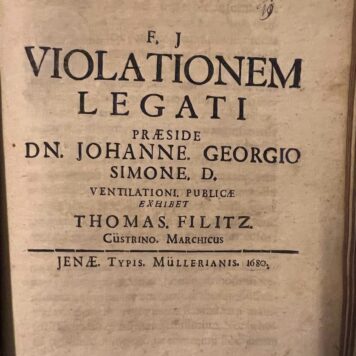 Violationem legati [...] Jena typis Müllerianis 1680