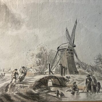 Drawing 1836 I Winterlandscape with skating people.