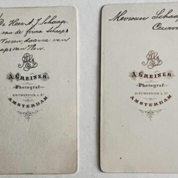 Two carte-de visite photo's on cardboard, Schaap - Ceurvorst.