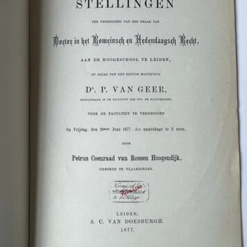 Stellingen ..... Leiden Van Doesburgh 1877