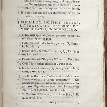 Auction Catalogue, 1825, Kemper | Bibliotheca Kemperiana, sive Catalogus Librorum qui studiis inservierunt viri nobilissimi Joannis Melchioris Kemper (...). Leiden, S. et J. Luchtmans, 376 [2] 29.