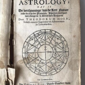 [Astrology] Natuerlycke astrology; dat is De verthooninge, van de aert, natuer, ende kracht der planeten, aspecten met haer werckinge in ‘s menschen lichaem. Leeuwarden, Gysbert Sybes, 1659.