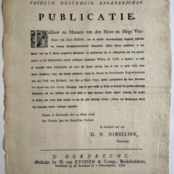 Vryheid Gelykheid Broederschap. Publicatie. Ongeoorloofd gebruik piktonnen 1796