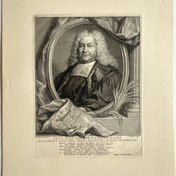 Portrait print of theologian Taco Hajo van den Honert 1755