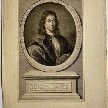 Print Portrait of rector Peter Kolb by Houbraken 1740