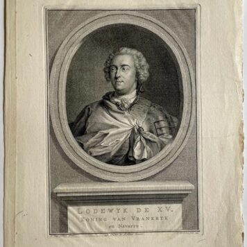 Portrait print Louis XV of France by Houbraken 1752
