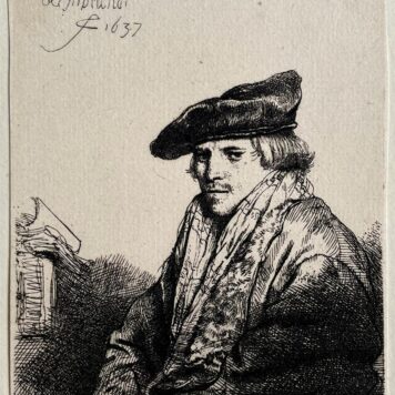 Print Man with velvet cap after Rembrandt ca 1900