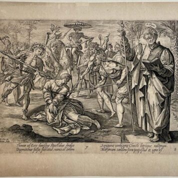 Print The Martyrdom of Saint Thomas from the circle of Goltzius.