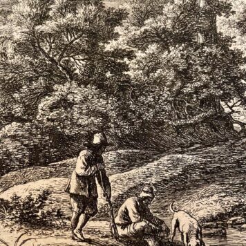 Antique print Landscape with travellers by Anthonie Waterloo