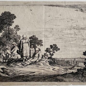 Antique print Landscape with travellers by Pieter de Molijn