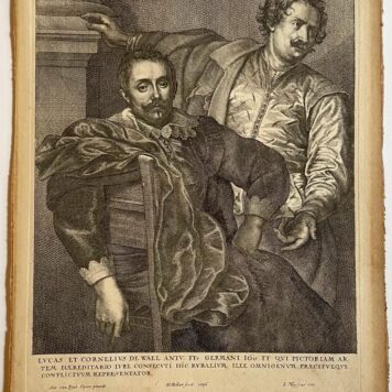 Antique print Portrait of Lucas and Cornelis de Wael by Wenceslaus Hollar.