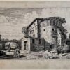 Antique print Two couples walking among ruins by Jan van de Velde II.