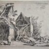 Antique print Man in front of ruined houses by Frederick Bloemaert