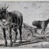 Antique print The two donkeys by Jan van den Hecke I