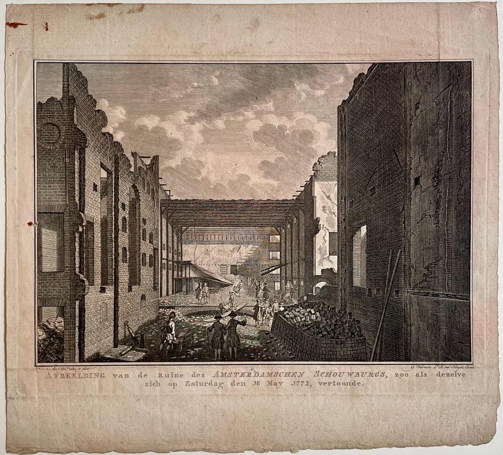 Antique print Ruins of the Amsterdam Theater