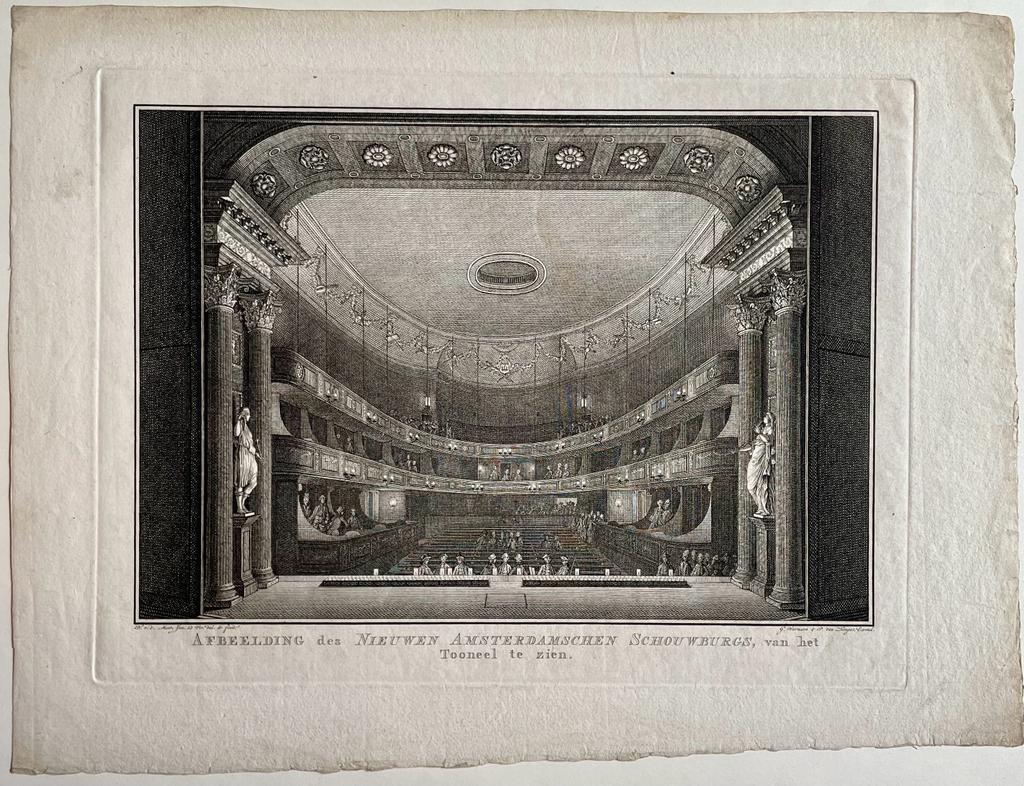 Antique print View of the new Amsterdam Theater from the stage