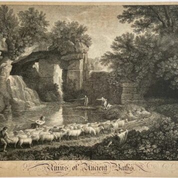 Antique print Landscape with sheep by David Martin