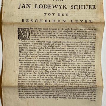 Aanspraak van Jan Lodewijk Schuer tot den bescheiden lezer