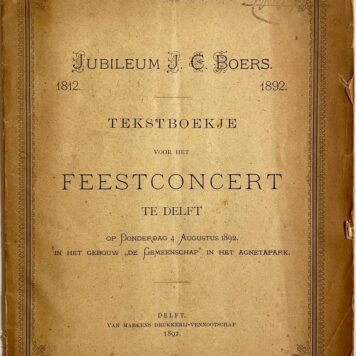 Tekstboekje voor het feestconcert te Delft 4-8-1892
