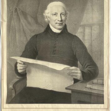 Portret van onbekende Lezende man (van der Lugt?) in bibliotheek.