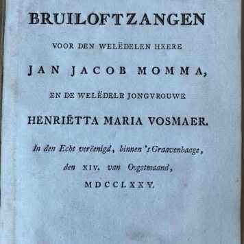 decorative paper binding | Bruiloftzangen Jan Jacob Momma and Henriette Maria Vosmaer.